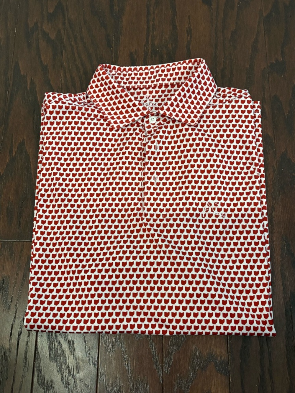 Rhoback Men's Red & White Ohio-Pattern Polo Shirt